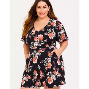 Torrid 2X Black Floral Romper